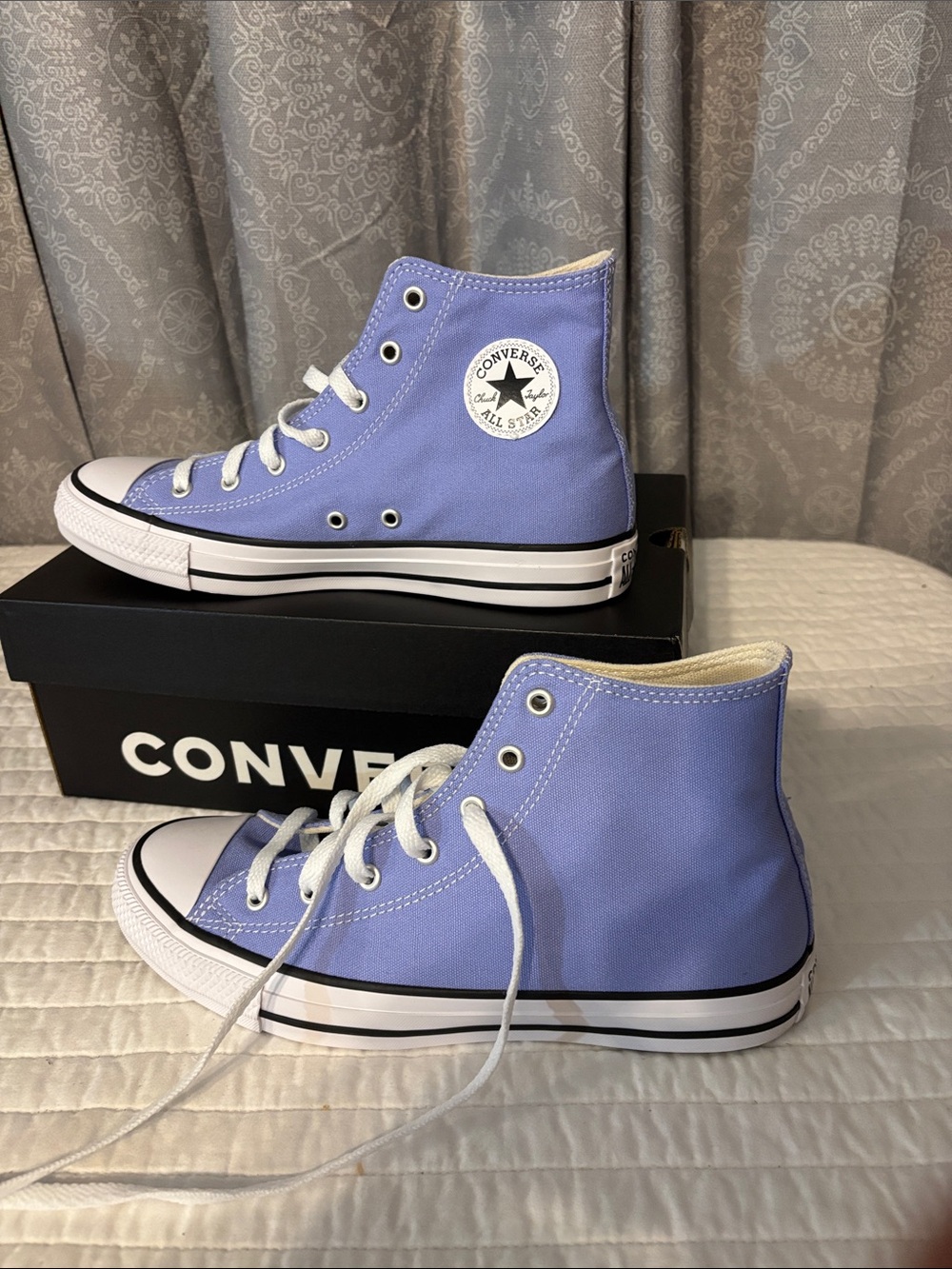 Converse Kids High Top Sneakers in Lavender with White Laces